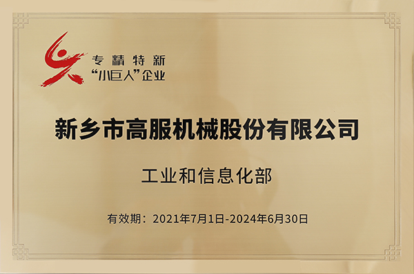 2020年，入选“国家级专精特新小巨人”企业